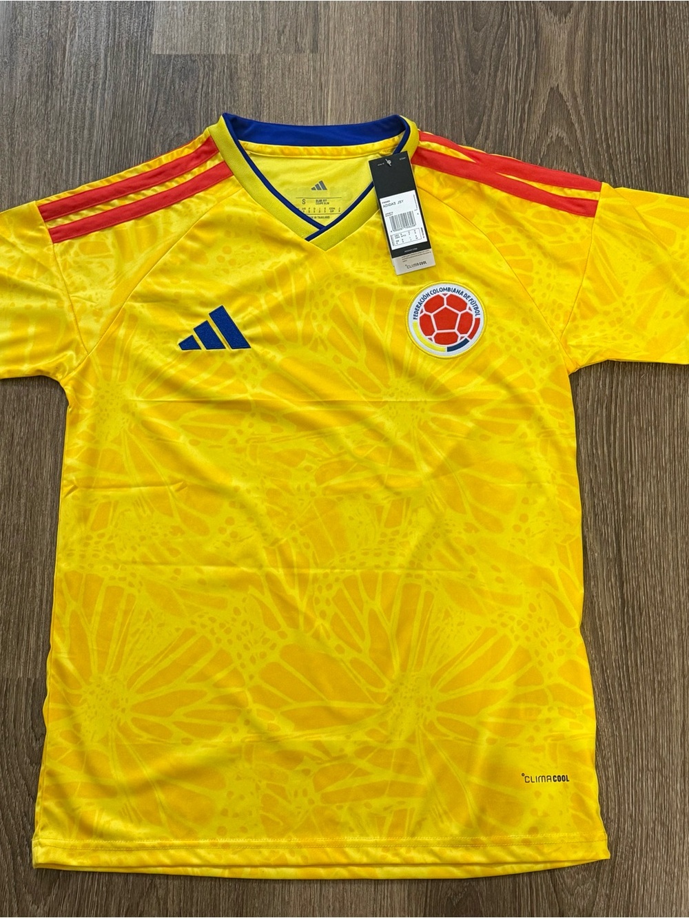 adidas Men’s Yellow Colombia Soccer Jersey with Red & Blue Accents